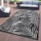 World Rug Gallery Contemporary Palm Leaf Textured Flat Weave Indoor/Outdoor Area Rug 5' x 7' Black 118BLACK5X7 - alternate 1